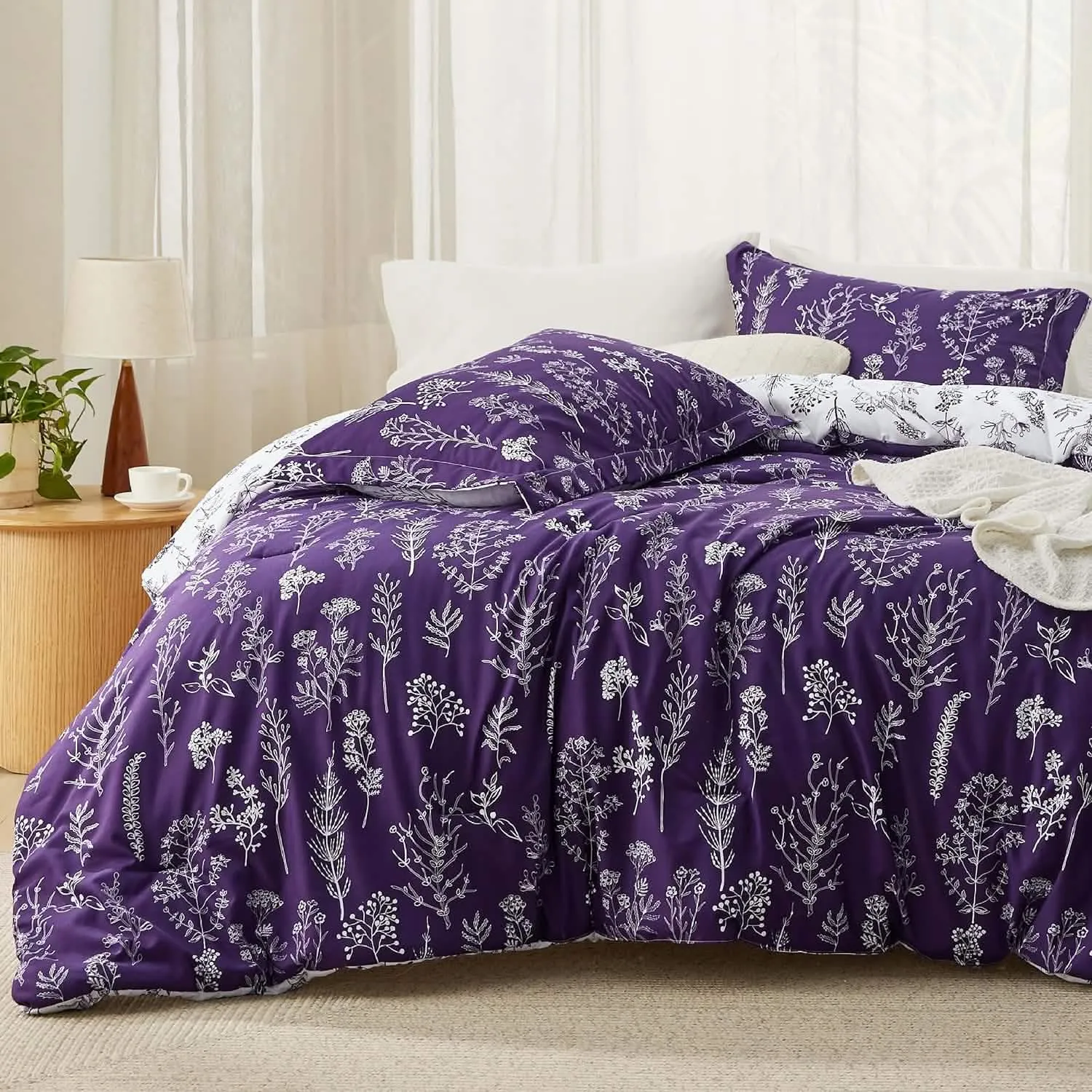 Reversible Floral Print Comforter Set-2