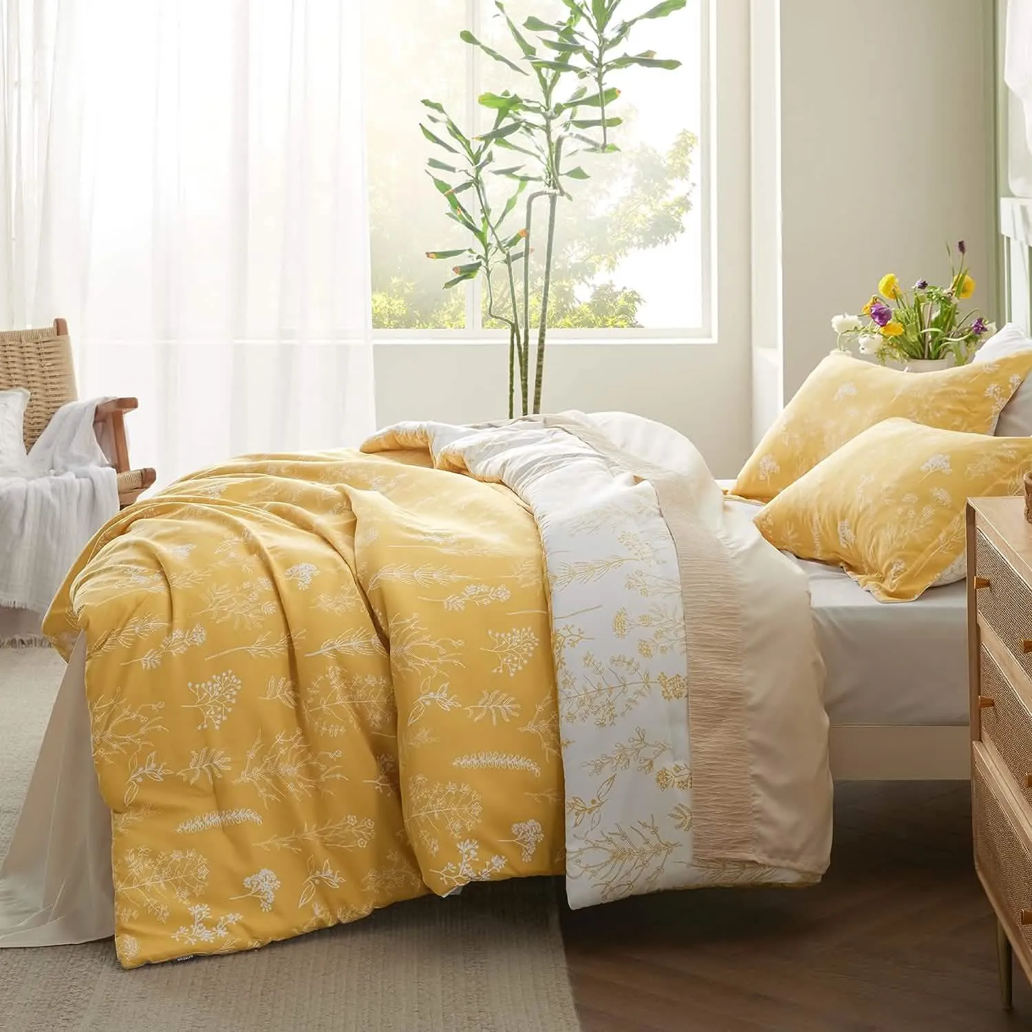 Reversible Floral Print Comforter Set-2