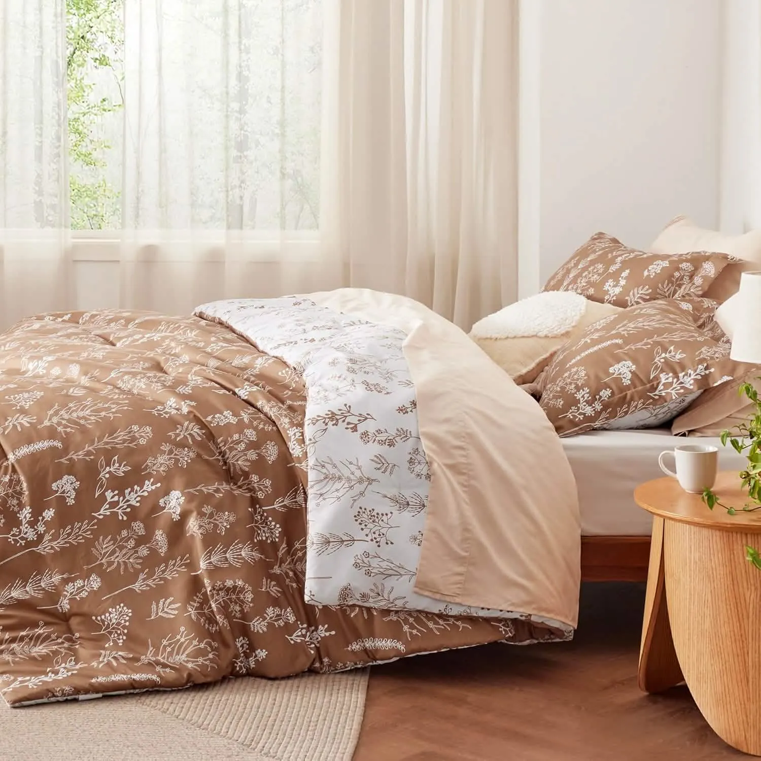 Reversible Floral Print Comforter Set-2