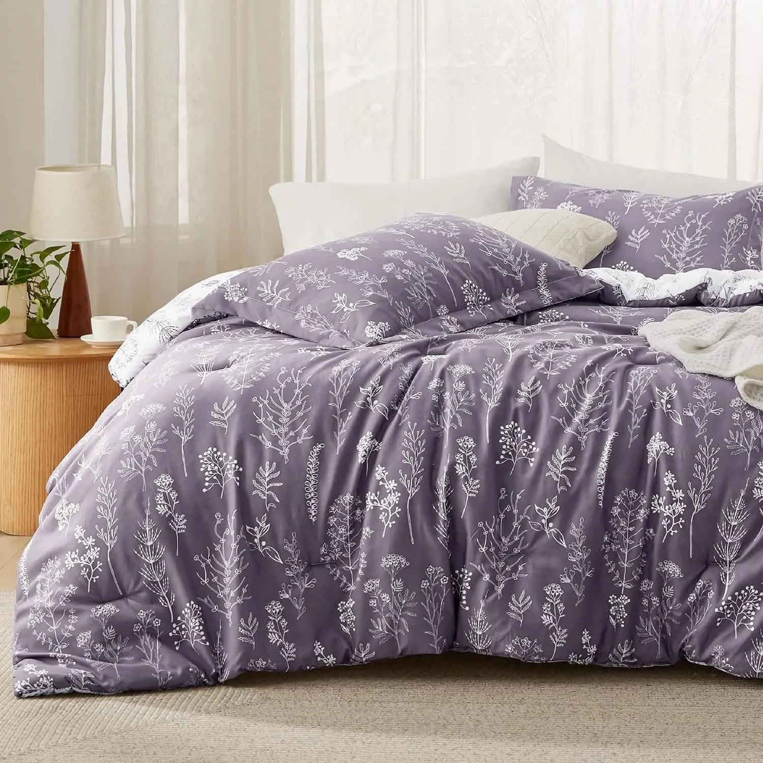 Reversible Floral Print Comforter Set-2