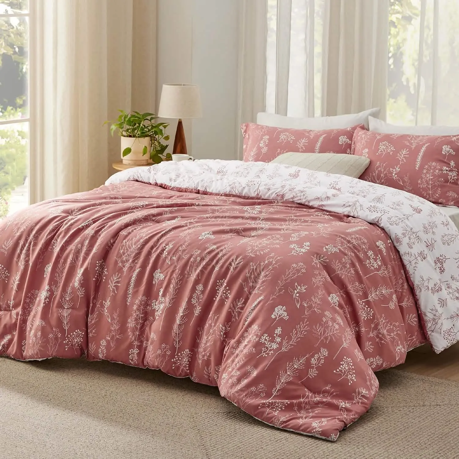 Reversible Floral Print Comforter Set-2