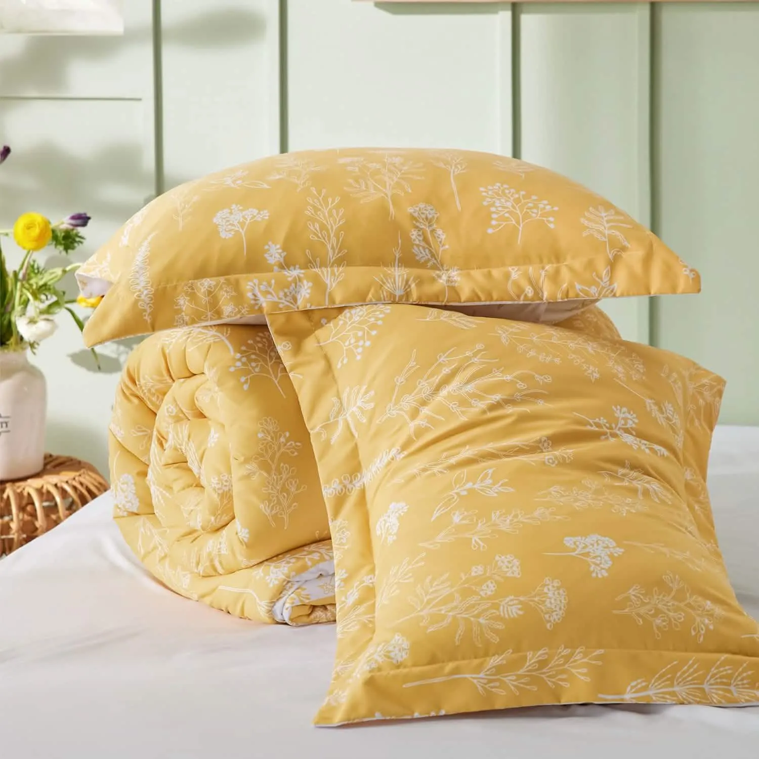 Reversible Floral Print Comforter Set-2