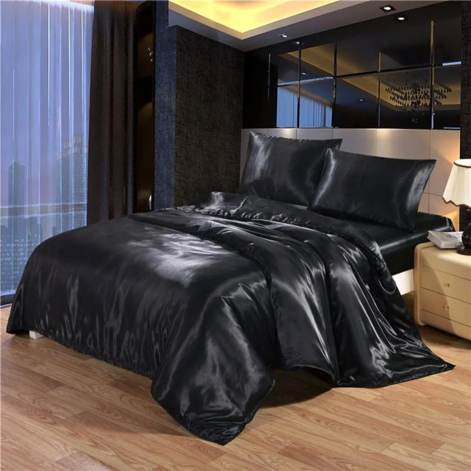 Satin Silk 3 pcs Duvet Cover Set