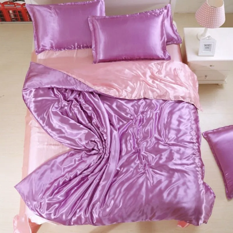 Satin Silk 3 pcs Duvet Cover Set