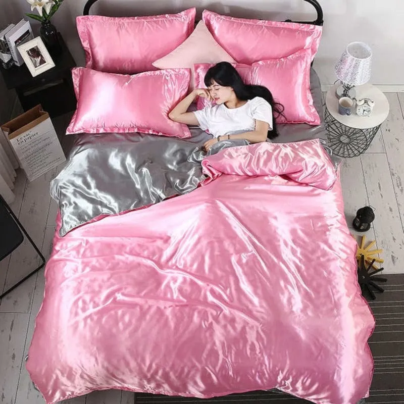 Satin Silk 3 pcs Duvet Cover Set