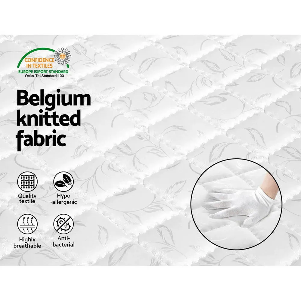 Single Package | Pavo House Shaped Wooden Floor Bed Frame White, Alzbeta Mattress (Medium firm) & Waterproof Bamboo Mattress Protector