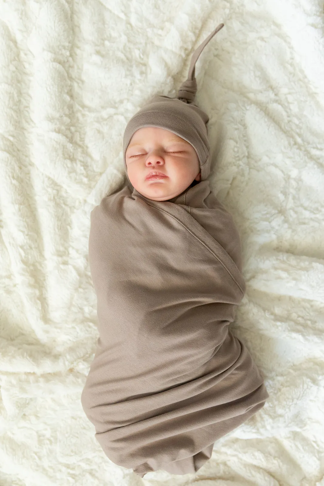 Taupe Swaddle Blanket & Newborn Hat Set