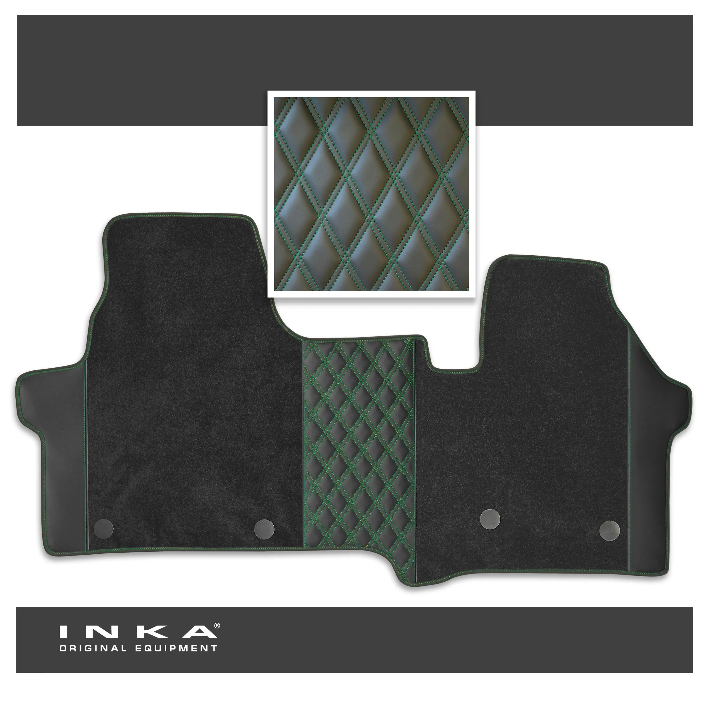 The All New Ford Transit Custom INKA Leatherette Front Tailored Carpet Floor Mat Black MY24 Onwards